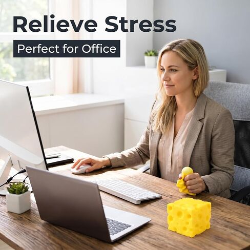 Yellow Cheese-Shaped Squishy Toy, Adult Stress Ball, Soft Creative Toy, Soft Silicone Sensory Toy, Themed Cheese-Shaped Soft Silicone Toy, relieves Stress, Promotes Relaxation in Kuwait