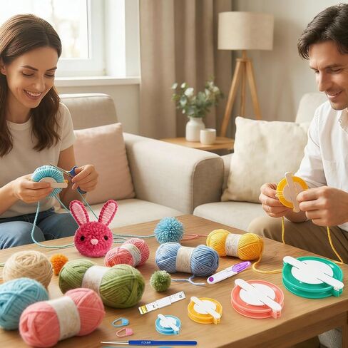 Supkiir 16 Pcs Pompom Makers for Yarn, 4 Sizes Pom Pom Makers with Scissor Accessories, DIY Fluff Ball Weaver for DIY Wool Yarn Knitting Craft Project and Crochet Knitting in Kuwait