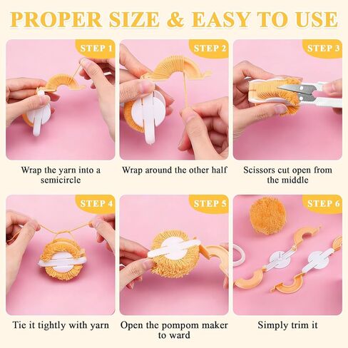 Supkiir 16 Pcs Pompom Makers for Yarn, 4 Sizes Pom Pom Makers with Scissor Accessories, DIY Fluff Ball Weaver for DIY Wool Yarn Knitting Craft Project and Crochet Knitting in Kuwait