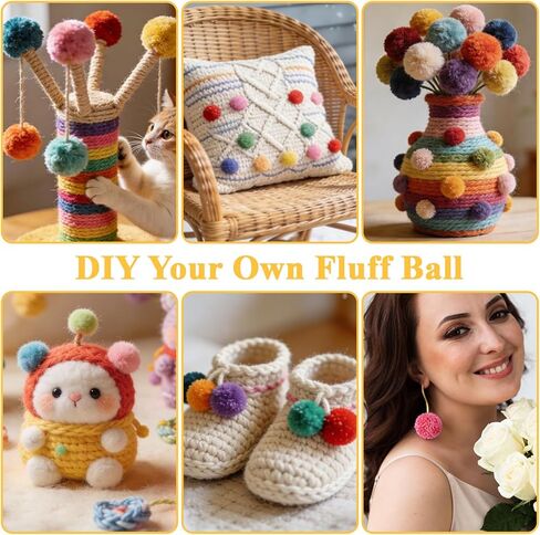 Supkiir 16 Pcs Pompom Makers for Yarn, 4 Sizes Pom Pom Makers with Scissor Accessories, DIY Fluff Ball Weaver for DIY Wool Yarn Knitting Craft Project and Crochet Knitting in Kuwait
