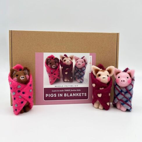Bergin & Bath Needle Felting kit - Pigs in Blankets. A Festive Christmas Craft kit for Adults and Teens. Learn to Make Felted Decorations from Wool. in Kuwait