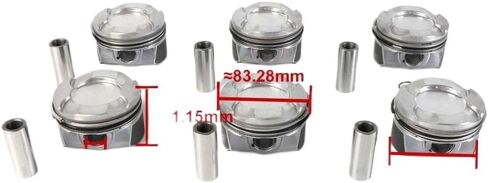 Piston and Ring Set Standard Size 84mm Bore 22mm Pin Compatible with N55B30 N55B30A Engines for 335i 535i X5 F30 F80 3.0T in Kuwait