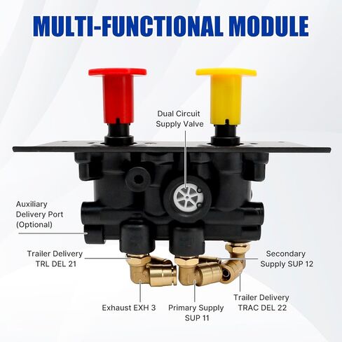 Hex Autoparts 801631 MV-3 Dash Air Brake Control Valve, Trailer Parking Brake Valves Compatible with Bendix 5013293, Freightliner BW5013293, Volvo BW801631 for Trucks and Trailers in Kuwait