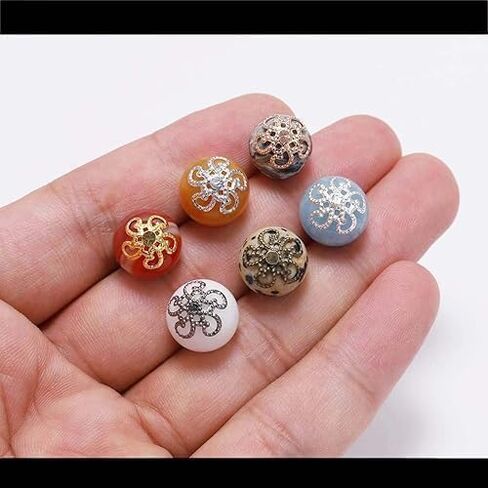 100Pcs Shiny Vintage Filigree, 8mm Silver Flower Bead End Caps Metal Bead Caps for Jewelry Making DIY Bracelet Earrings Arts, Crafts Accessories in Kuwait