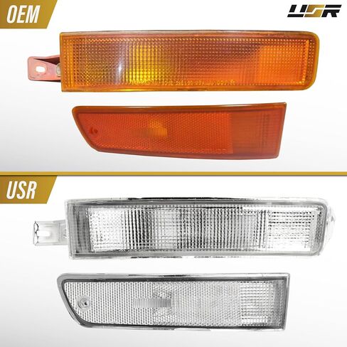 USR 92-94 SXV10 Bumper Light – Turn Signal Lamps (Left + Right) 4pc Set - Compatible with 1992-1994 Toyota Camry All Models such as DX, LE, SE, XLE, DLX (CLEAR BUMPER LIGHTS w/AMBER BULBS) in Kuwait