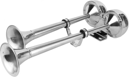aqxreight 12V Dual Trumpet Horn 304 الفولاذ المقاوم للصدأ المصقول للقوارب البحرية، RVs، سيارات الدفع الرباعي، والشاحنات وصوت واضح، سهل التركيب in Kuwait
