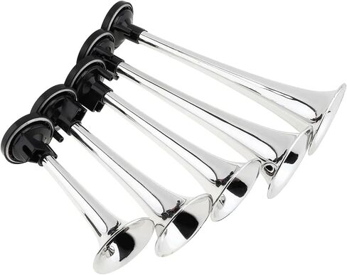 125db 12V 5 Red Dixie Super Loud Car Trumpet Air Horn الموسيقية الهواء القرن هازارد مع ضاغط الهواء متوافق مع قوارب شاحنة السيارة in Kuwait