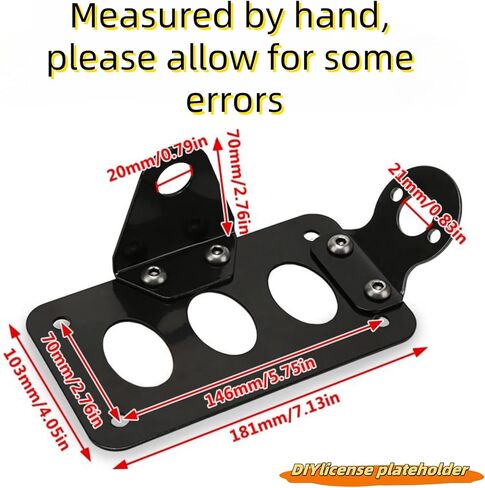 7" x 4" Motorcycle License Plate Bracket Side Mount License Plate Bracket Motorcycle License Plate Holder Fits for Honda Kawasaki Suzuki Yamaha Harley Davidson Touring Bobber Chopper in Kuwait