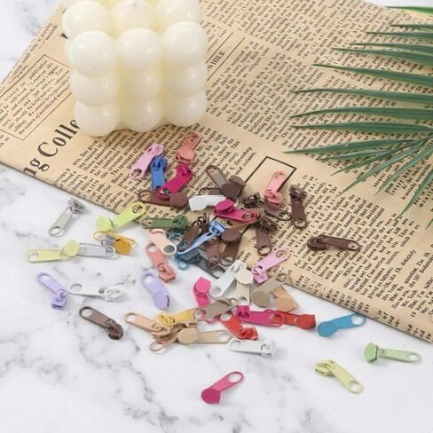 طقم إصلاح السحاب 100 قطعة #3 عالمي - 50 قطعة توقف و50 قطعة بديلة منزلق بسحاب معدني، تثبيت السحاب لإصلاح المعاطف والسترات والمحافظ (لون عشوائي) in Kuwait