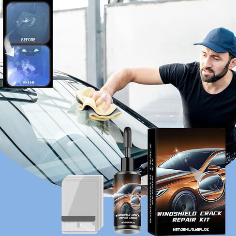 طقم إصلاح تشققات الزجاج الأمامي قطعتان، 2026 غراء سائل جديد لإصلاح الزجاج، سائل إصلاح الزجاج للإصلاح السريع للزجاج الأمامي، للزجاج الأمامي والنوافذ والمرايا وجميع أنواع التشققات in Kuwait