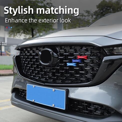 متوافق مع Mazda CX-5 2022 2023 2024 2025 شريط الشبكة الأمامية وشريط زخرفي شبكي، رقعة غطاء الشبكة ثلاثية الألوان، الملحقات الخارجية in Kuwait