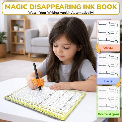 LEOGOR Magic Grooved Writing Practice for Kids - 6 Grooved Writing Books for Kids 3-5 & 6-8 - Disappearing Ink Handwriting Books - Traceable Letters Numbers for Preschool - Reusable Learning Activity in Kuwait