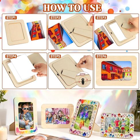 rykomo 42 حزمة DIY إطارات الصور الخشبية، إطارات الصور الخشبية الصلبة غير المكتملة للصور 4 × 6 في الصور، إطار صورة خشبي للحرف اليدوية، عيد ميلاد عيد الأب، عيد الأم هدية الفنون DIY in Kuwait