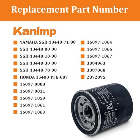 5GH-13440-00 5GH-13440-71-00 16097-0008 Oil Filter Compatible with Yamaha F100 F115 F15 F25 F30 F40 F50 F60 F70 F75 F80, Replaces 16097-0011 16097-0004 16097-0008 (2 PCS) in Kuwait