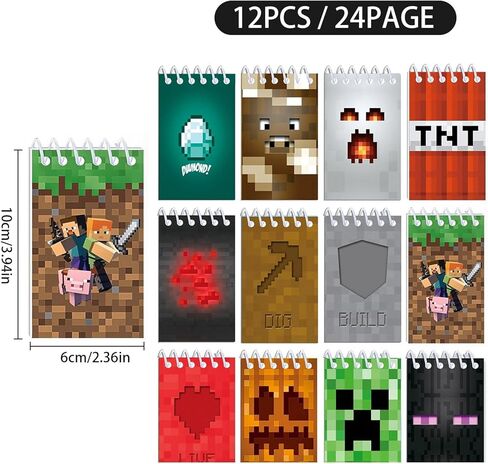 12 Pcs Pixel Mini Notepads, Game Theme Party Favors, Office Desk Accessories, Classroom Prizes, Goodie Bag Stuffers in Kuwait
