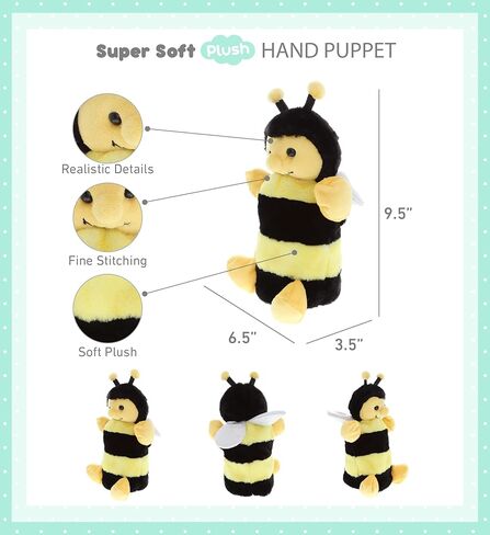 DolliBu Honeybee Hand Puppet Plush Toy - Super Soft Stuffed Animal Bee Plush for Puppet Show, Games, and Theater Play, Cool Educational Stuffed Toy for Kids and Toddlers - 10 Inches in Kuwait