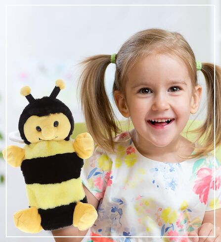 DolliBu Honeybee Hand Puppet Plush Toy - Super Soft Stuffed Animal Bee Plush for Puppet Show, Games, and Theater Play, Cool Educational Stuffed Toy for Kids and Toddlers - 10 Inches in Kuwait