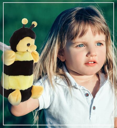 DolliBu Honeybee Hand Puppet Plush Toy - Super Soft Stuffed Animal Bee Plush for Puppet Show, Games, and Theater Play, Cool Educational Stuffed Toy for Kids and Toddlers - 10 Inches in Kuwait
