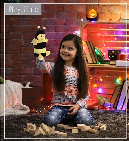 DolliBu Honeybee Hand Puppet Plush Toy - Super Soft Stuffed Animal Bee Plush for Puppet Show, Games, and Theater Play, Cool Educational Stuffed Toy for Kids and Toddlers - 10 Inches in Kuwait