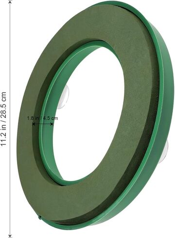 Floral Foam Ring 11.2 Inch Wet Flower Foam Base with 4 Suction Cups Round Floral Wreath Base Wet Green Mud Tray for Fresh Flowers Arrangement, Wedding Car Decoration, Table Centerpiece Decor in Kuwait