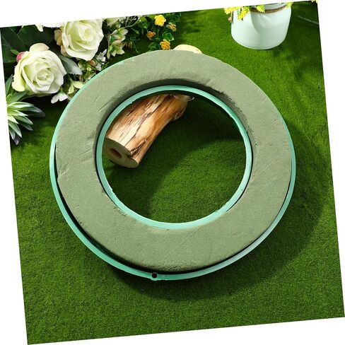Floral Foam Ring 11.2 Inch Wet Flower Foam Base with 4 Suction Cups Round Floral Wreath Base Wet Green Mud Tray for Fresh Flowers Arrangement, Wedding Car Decoration, Table Centerpiece Decor in Kuwait
