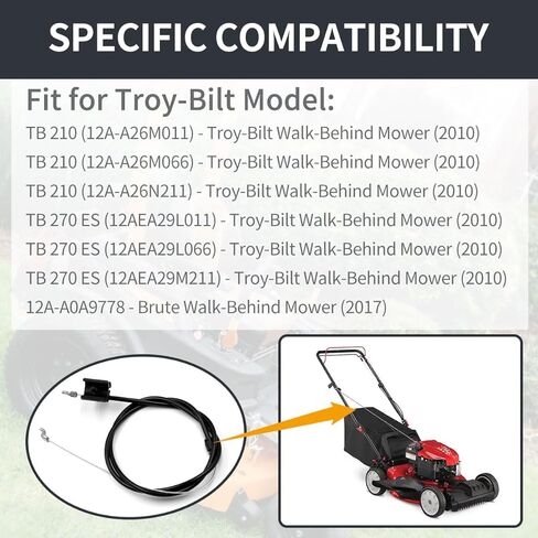 كابل تحكم 946-04674 746-04674 متوافق مع جزازات MTD Troy-Bilt TB210 TB270ES 12A-A26M011 12AEA29L011 - طول 51 بوصة، قناة 37.5 بوصة in Kuwait