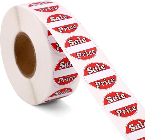 1000pcs Red Sale Price Stickers, 1in/2.5cm Round Adhesive Retail Pricing Labels Sale Tags for Supermarkets Retail Store Clearance in Kuwait