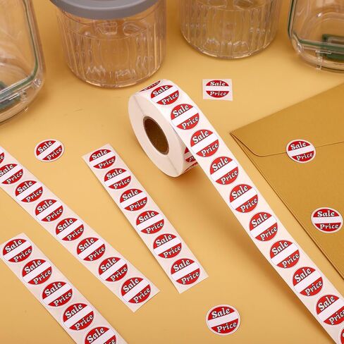 1000pcs Red Sale Price Stickers, 1in/2.5cm Round Adhesive Retail Pricing Labels Sale Tags for Supermarkets Retail Store Clearance in Kuwait