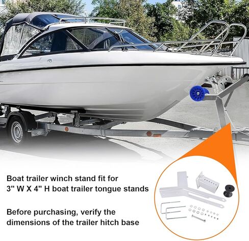 Adjustable Boat Trailer Winch Stand with Roller, Fit for 3" W X 4" H Boat Trailer Tongue Stands, Height Adjustable Winch Mounts, Include Mounting U-Bolts in Kuwait
