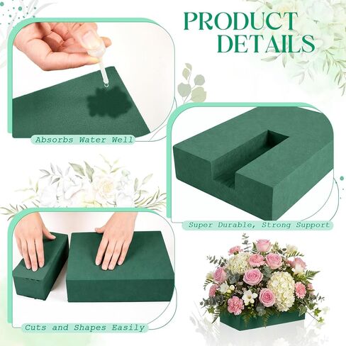 Innconee 2 Pcs 15.8"L x 11.8"W x 2.4"H Large Floral Foam Blocks for Fresh and Artificial Flower Arrangement Wet and Dry Green Floral Foam Florist Bricks for Wedding, Birthday, Crafts and Garden in Kuwait