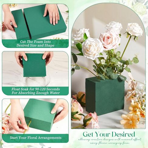 Innconee 2 Pcs 15.8"L x 11.8"W x 2.4"H Large Floral Foam Blocks for Fresh and Artificial Flower Arrangement Wet and Dry Green Floral Foam Florist Bricks for Wedding, Birthday, Crafts and Garden in Kuwait