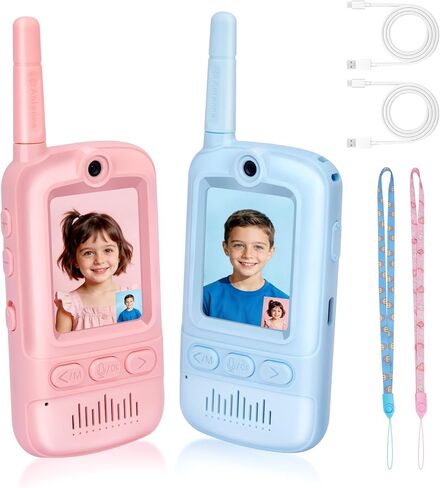 Video Walkie Talkies for Kids,Rechargeable Kids Toys 2 Pack,Long Range Radio Walkie Talkies,3-12 Boys and Girls Indoor, Outdoor, Camping, Adventure Fun Toys in Kuwait