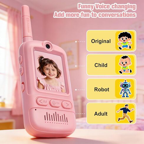 Video Walkie Talkies for Kids,Rechargeable Kids Toys 2 Pack,Long Range Radio Walkie Talkies,3-12 Boys and Girls Indoor, Outdoor, Camping, Adventure Fun Toys in Kuwait
