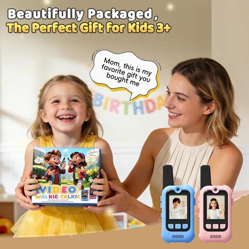 Video Walkie Talkies for Kids, 2 Pack Long Range Walkie Talkies with Screen & Voice Changer, Outdoor Toys for Boys Girls Ages 3-12, Family Games Birthday Gifts for Kids (Blue+Pink) in Kuwait