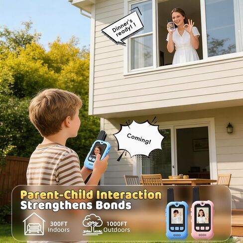 Video Walkie Talkies for Kids, 2 Pack Long Range Walkie Talkies with Screen & Voice Changer, Outdoor Toys for Boys Girls Ages 3-12, Family Games Birthday Gifts for Kids (Blue+Pink) in Kuwait