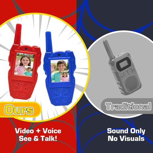 YOTOY Video Walkie Talkies for Kids, Toys for Kids, Boys and Girls Age 3-8, Outdoor Outside Camping Games, with Camera - Rechargeable, Long Range, Birthday Gifts for 3 4 5 6 7 8 Year Old (Spider) in Kuwait