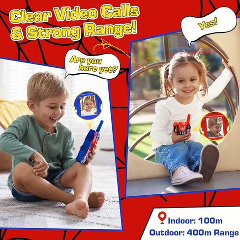 YOTOY Video Walkie Talkies for Kids, Toys for Kids, Boys and Girls Age 3-8, Outdoor Outside Camping Games, with Camera - Rechargeable, Long Range, Birthday Gifts for 3 4 5 6 7 8 Year Old (Spider) in Kuwait