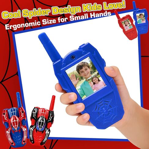 YOTOY Video Walkie Talkies for Kids, Toys for Kids, Boys and Girls Age 3-8, Outdoor Outside Camping Games, with Camera - Rechargeable, Long Range, Birthday Gifts for 3 4 5 6 7 8 Year Old (Spider) in Kuwait