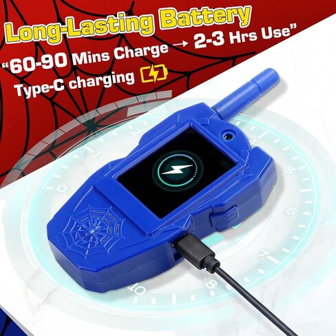 YOTOY Video Walkie Talkies for Kids, Toys for Kids, Boys and Girls Age 3-8, Outdoor Outside Camping Games, with Camera - Rechargeable, Long Range, Birthday Gifts for 3 4 5 6 7 8 Year Old (Spider) in Kuwait