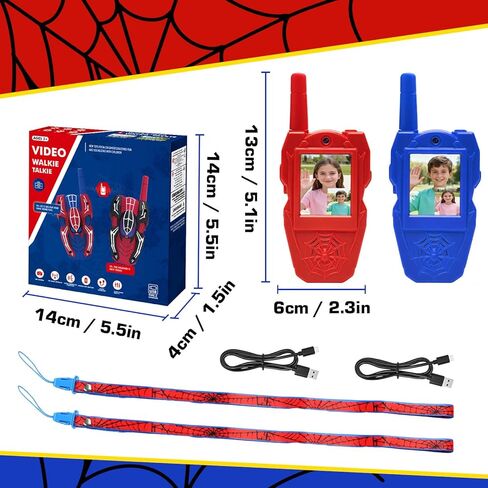 YOTOY Video Walkie Talkies for Kids, Toys for Kids, Boys and Girls Age 3-8, Outdoor Outside Camping Games, with Camera - Rechargeable, Long Range, Birthday Gifts for 3 4 5 6 7 8 Year Old (Spider) in Kuwait