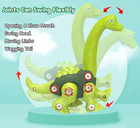 Dinosaur Toys for Kids, 4 Pack Take Apart Dinosaur Toys with Electric Drill for 3 4 5 6 7 8Year Old Boys and Girls, STEM Construction Building Play Toy for Christmas Birthday Gifts in Kuwait
