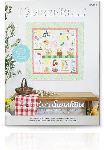 تصميم لحاف Kimberbell Sippin' on Sunshine Machine مطرز - مقاس نهائي 40 × 40 - طوق 6 × 10 - ملفات تطريز متعددة التنسيقات مع كتاب تعليمات in Kuwait