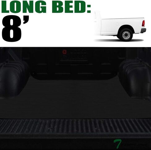 7422449914923 Compatible with 2002-2018 Dodge Ram / 2019-2024 Classic 8 Feet (96") Long Bed Black Rubber Horizontal Line Truck Bed Mat in Kuwait