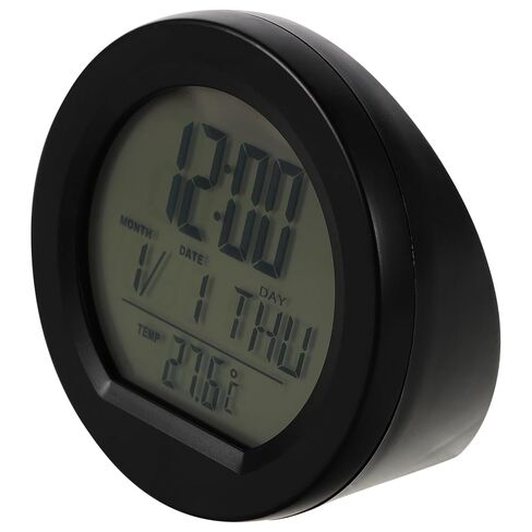 Operitacx Solar Powered Car Digital Clock with Blue Backlight, Real-time Temperature and Date Display, Vehicle Dashboard Thermometer for Outdoor and Automotive Use in Kuwait