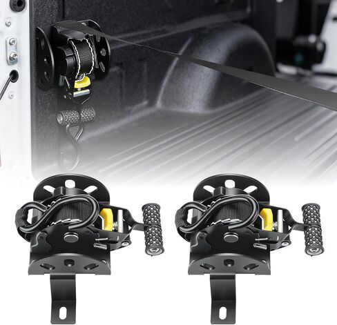 2PCS Retractable Ratchet Straps Compatible with Ford Maverick 2022–2025 Accessories, 1500LB Heavy Duty Truck Bed Tie Down System for Secure Cargo Management, Auto-Retract & Easy Bolt-On Installatio in Kuwait