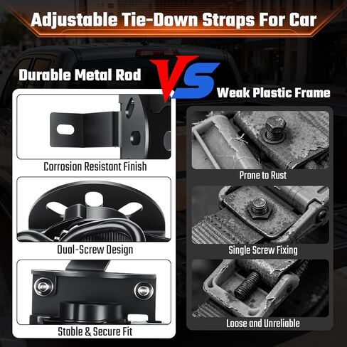 2PCS Retractable Ratchet Straps Compatible with Ford Maverick 2022–2025 Accessories, 1500LB Heavy Duty Truck Bed Tie Down System for Secure Cargo Management, Auto-Retract & Easy Bolt-On Installatio in Kuwait