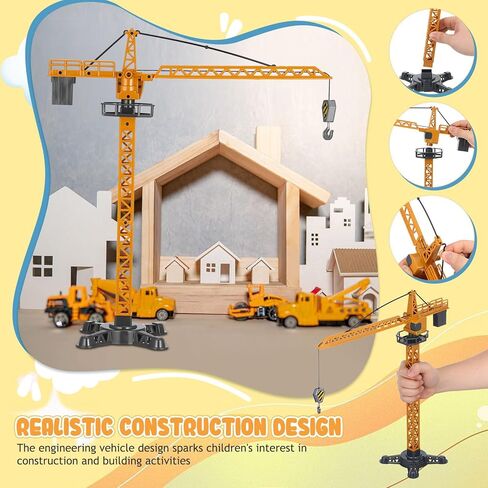 شاحنة رافعة Toyvian 1:16 Diecast، نموذج رافعة برجية للرفع اليدوي، مجموعة لعب مركبات البناء للأولاد لموقع البناء للعب التظاهري والتعلم المبكر in Kuwait