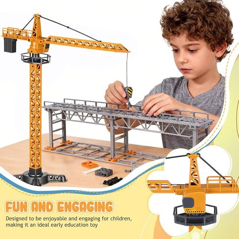 شاحنة رافعة Toyvian 1:16 Diecast، نموذج رافعة برجية للرفع اليدوي، مجموعة لعب مركبات البناء للأولاد لموقع البناء للعب التظاهري والتعلم المبكر in Kuwait