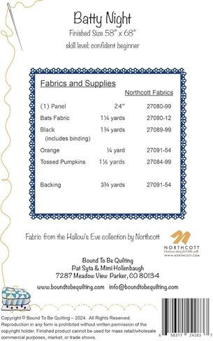 Batty Night Quilt Pattern, by Bound To Be Quilting, Panel Friendly, 58 by 68 inch Finished Size in Kuwait
