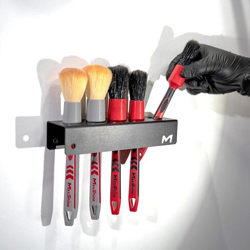 Maxshine Universal Brush Holder (Mini) – Wall-Mount Organizer Holds 5 Detailing Brushes – Black Powder-Coated Metal Rack for Garage, Auto Detailing Shop & Car Care Storage in Kuwait